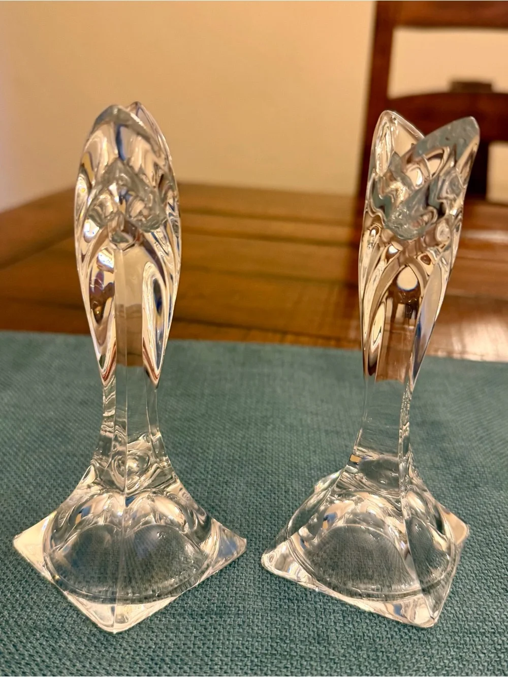 MIKASA Lead Crystal Candlestick Art Deco Holders 5 1/2